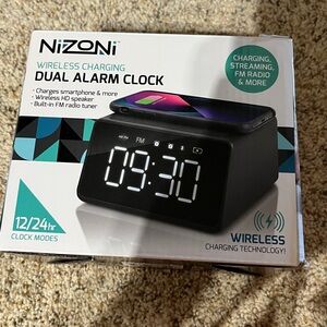 Black Wireless Charging Dual Alarm Clock